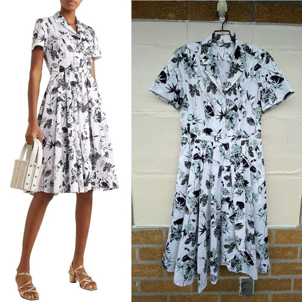 COPY - JASON WU COLLECTION Pleated floral-print cotton-poplin dress size 10